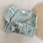 [59-90cm] ヘアバンド付き 無地 ロンパース - Image 8