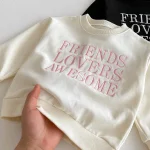 [80-130cm] 英字 プリントプルオーバー トレーナー - Image 4