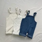 [73-100cm] 花柄 デニム サロペット - Image 4