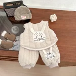 [73-110cm] ウサギ柄 ボア セットアップ - Image 3