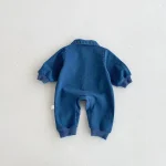 [66-100cm] 犬刺繡 デニム オールインワン - Image 2