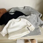 [73-110cm] サイドボタン クール ネックボア トップス