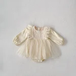 [66-90cm] レース襟 ワンピース風 ロンパース - Image 6