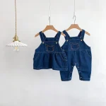 [66-100cm]サロペット or ワンピース 熊柄 デニム カジュアル 着心地良い - Image 3