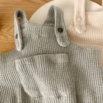 [65-90cm]サロペットロンパース&帽子 ストライプ編み シンプル 定番 - Image 9