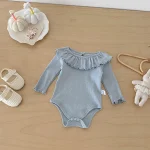 [66-90cm]ロンパース フリル襟 肌触り良い ベビー服 - Image 7