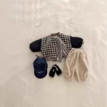 [73-120cm] 韓国風 チェック アウター