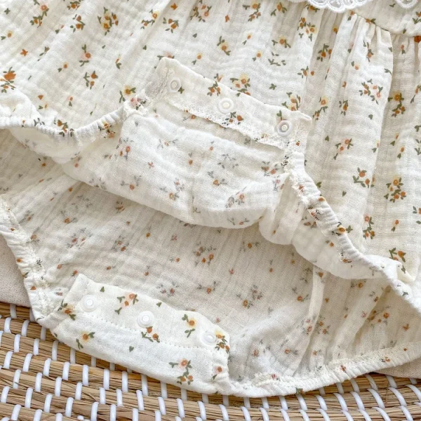 [66-90cm] レース襟花柄 ロンパース OR タイツ