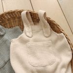 [65-90cm]サロペットロンパース&帽子 ストライプ編み シンプル 定番 - Image 2