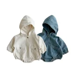 [66-90cm] フーディ ポケット付き ロンパース - Image 3