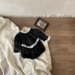 [66-90cm] 韓国風 フリル襟 ロンパース - Image 3