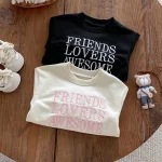 [80-130cm] 英字 プリントプルオーバー トレーナー