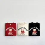 [80-130cm] クマ 英字 プルオーバー トレーナー - Image 2