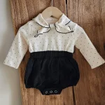 [66-90cm]リボン襟 ロンパース