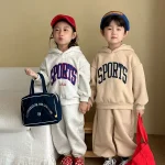 [80-150cm] 英字プリント ボア付き セットアップ - Image 7