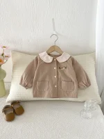 [73-110cm]シャツ 丸襟 花刺繡 シンプル 定番 ディリー - Image 5