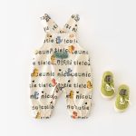 [66-90cm]サロペット 総柄恐竜 カジュアル 履きやすい トレンド ボトムス