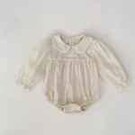 [66-90cm] ノーカラーコーデュロイ ロンパース - Image 5