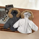 [73-110cm] シンプル フード付き ボア アウター - Image 3