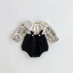 [66-100cm] レース襟 トップス & サロペット ロンパース 2点セット - Image 15