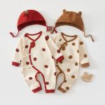 [66-90cm]ロンパース&帽子 可愛い ドット 肌触り良い ベビー服 - Image 2