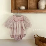 [73-90cm]ロンパース リボン 可愛い おしゃれ 肌に優しい ベビー服