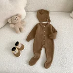 [66-90cm] 熊デザイン ボンネット オールインワン - Image 2