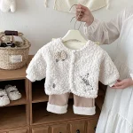 [73-110cm] フラワー&ウサギ 刺繡 アウター - Image 14