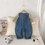 [66-90cm]デニム オールインワン OR ボーダー トップス - Image 2
