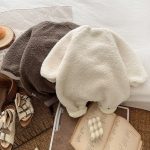 [66-90cm] もこもこ チェック ポケット ロンパース - Image 7