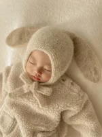 [66-90cm] ポケット付き ボア ロンパース - Image 7