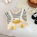 [66-90cm]ロンパース レイヤード ダックボーダー