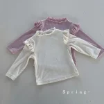 [73-100cm]トップス 韓国風 パフスリーブ おしゃれ 女の子 - Image 3