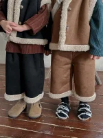 [80-140cm] フェイクムートン ボア ベスト - Image 4