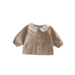 [73-110cm]シャツ 丸襟 花刺繡 シンプル 定番 ディリー - Image 7