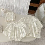 [66-110cm] ドットボンネット付き ロンパースor ワンピース - Image 12