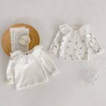 [66-90cm]インナーシャツ フリル襟 ロングスリーブ おしゃれ 肌に優しい トップス