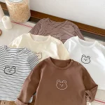 [73-100cm] 熊プリント シャツ - Image 4