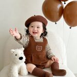 [66-90cm]セットアップ ロンパース&Tシャツ クマ ブラウン 可愛い ベビー服 - Image 4