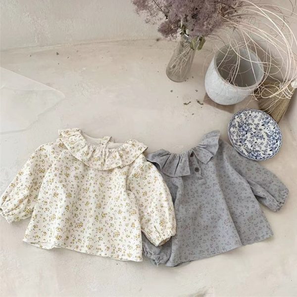 [73-100cm]トップス 花柄 フリル襟 おしゃれ トップス