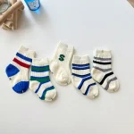 [GOODS] 韓国風 英字ボーダー ソックス 5点セット - Image 10