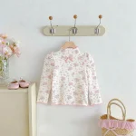 [73-120cm]Tシャツ 韓国風 小花柄 リボン 可愛い トップス