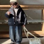 [90-160cm]秋冬用 シンプル フード付き 中綿アウター - Image 3