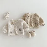 [73-110cm] フラワー&ウサギ 刺繡 アウター - Image 12