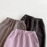 [73-110cm] ポケット付き 英字&熊柄 セットアップ - Image 3