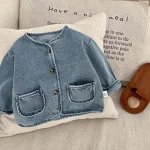 [73-110cm] ポケット付き デニム アウター - Image 7