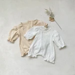 [66-90cm]パフスリーブノーカラー ロンパース - Image 7