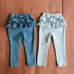 [90-150cm]デニムパンツ フリル付き 7分丈 カジュアル 履きやすい ボトムス