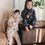 [66-100cm] ミニマリズム月 OR 植物柄 ロンパース