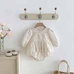 [66-90cm]レイヤード レース ロンパース - Image 4